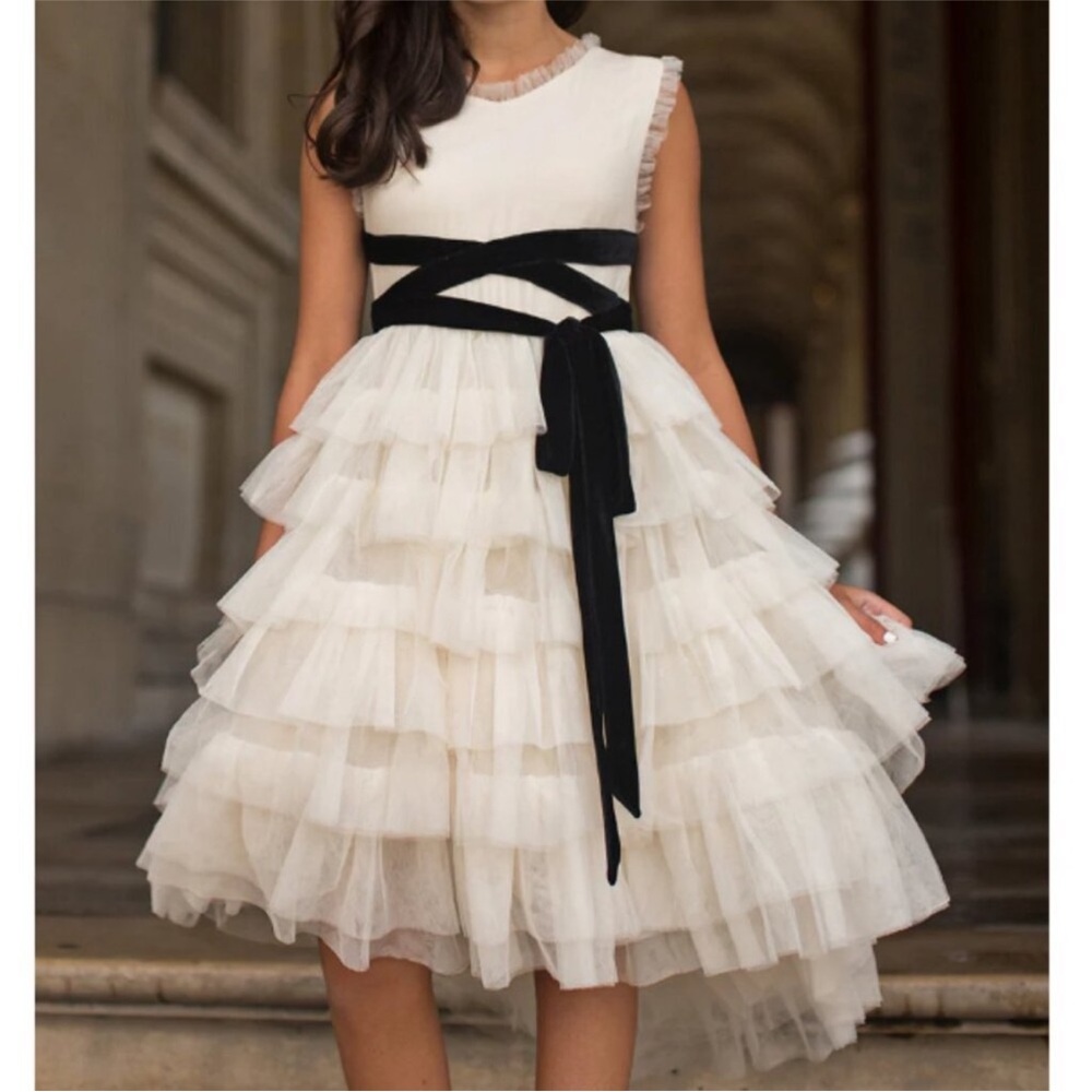 Joyfolie Cream and Black Formal Kids Dress